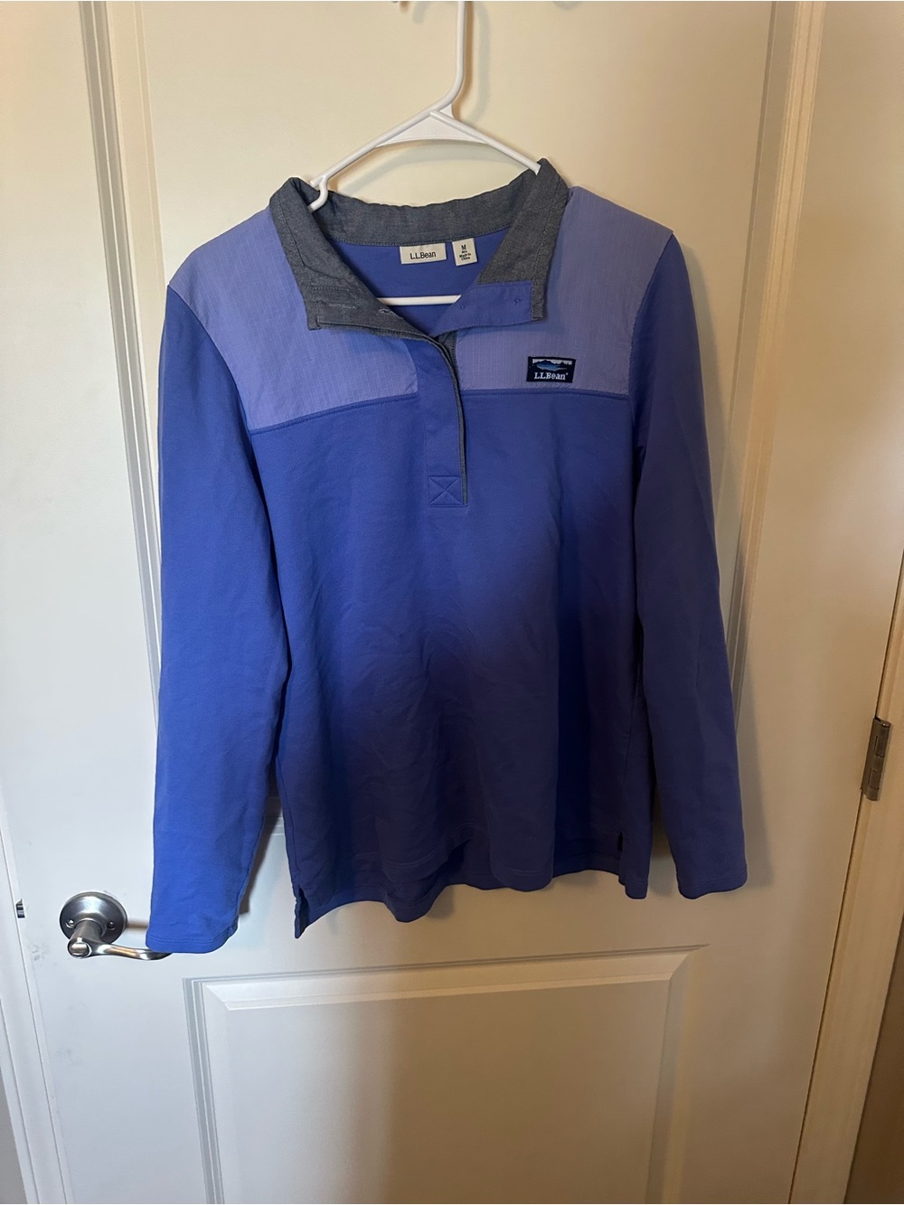 L.L. Bean Violet & Gray Quarter-Zip Pullover Tee